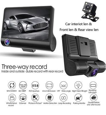 4-Zoll-IPS-Bildschirm-Kamera-Auto-Camcorder FHD 1080p DVR mit 3 Überwachungskameras