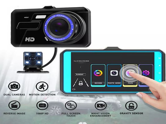 XINLIHANG 1080P 4-Zoll-Dashcam vorne und innen mit Geschwindigkeitsanzeige