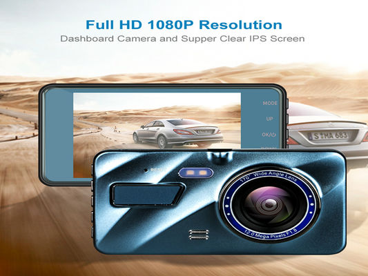 4-Zoll-WDR-Bewegungsaktivierte Dashcam-Auto-Armaturenbrettkamera mit GPS-Doppelobjektiv
