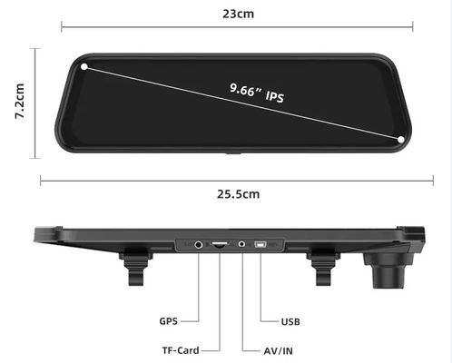 9,66-Zoll-Dual-Wireless-Dashboard-Kamera Dashcam-Videofahrrecorder 170 Grad