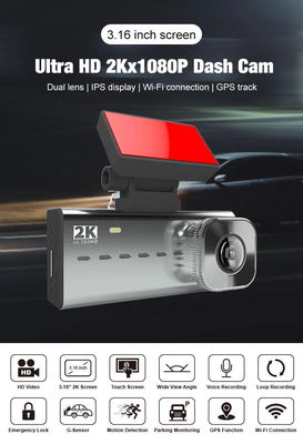 WIFI APP IPS Vollbild-GPS-Dashboard-Kamera-Recorder-Spiegel 3,16 Zoll