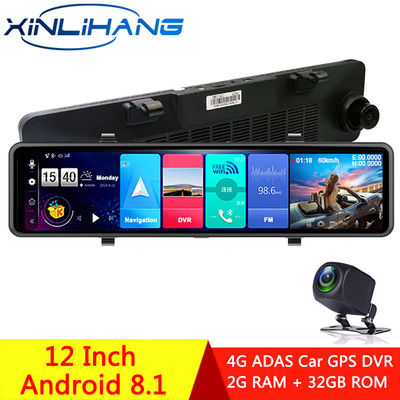 Android 8.1 4G Rückspiegel 1080P Full HD Auto DVR Fahrzeug Blackbox 12 Zoll Dual Lens