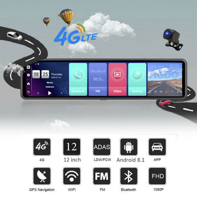 Android 8.1 4G Rückspiegel 1080P Full HD Auto DVR Fahrzeug Blackbox 12 Zoll Dual Lens