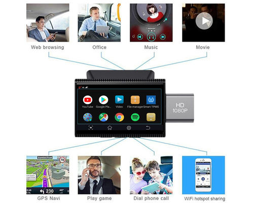 3&quot; Android 8.1 4G DVR Frontkamera Kamera Auto Camcorder HD1080P GPS Navigation