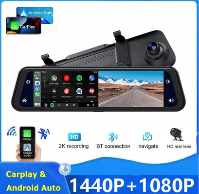 Dual Lens Mirror Dashcam Carplay Rückfahrkamera Auto Wireless Miracast 2K 12 Zoll